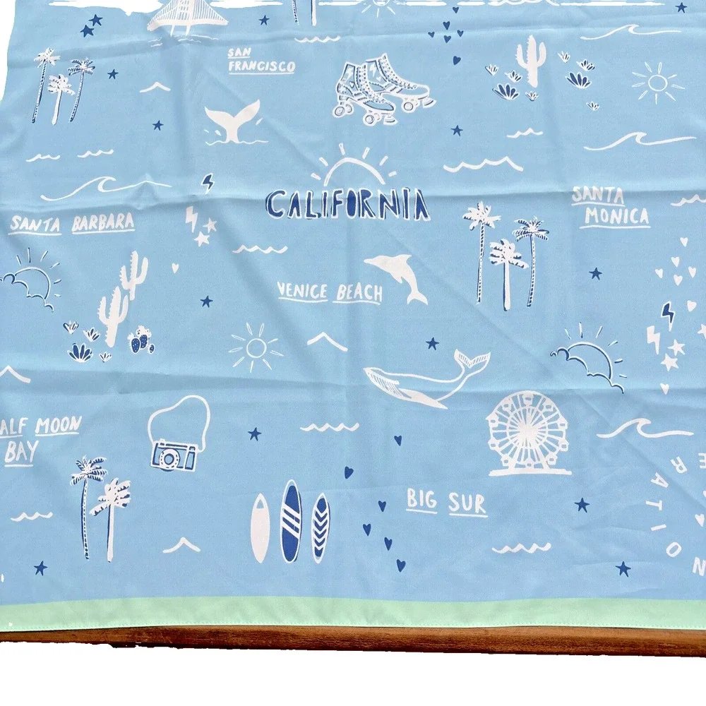 BCBG Generation Sky Blue Mint Green California Silky Feel Preppy Square Scarf